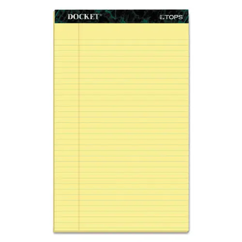 TOPS™ Docket Ruled Perforated Pads, Wide/Legal Rule, Canary-Yellow, 8.5 x 14 Inches, 50 Sheets per Pad, 12 Pads per Pack