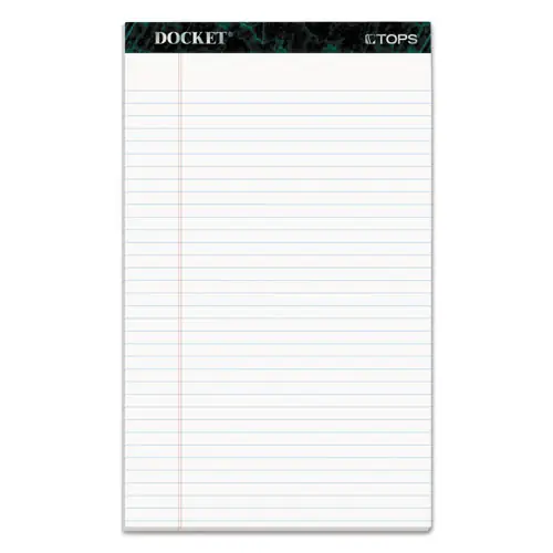 TOPS™ Docket Ruled Perforated Pads, 8.5 x 14, Wide/Legal Rule, 50 Sheets, 12/Pack