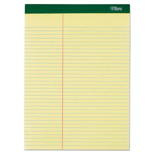 TOPS™ Double Docket Ruled Pads, Pitman Rule Variation, 100 Sheets, 8.5 x 11.75, Canary, 6/Pack