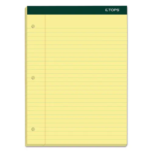 TOPS™ Double Docket Ruled Pads, Wide/Legal Rule, 100 Sheets, Canary-Yellow, 8.5" x 11.75", 6/Pack