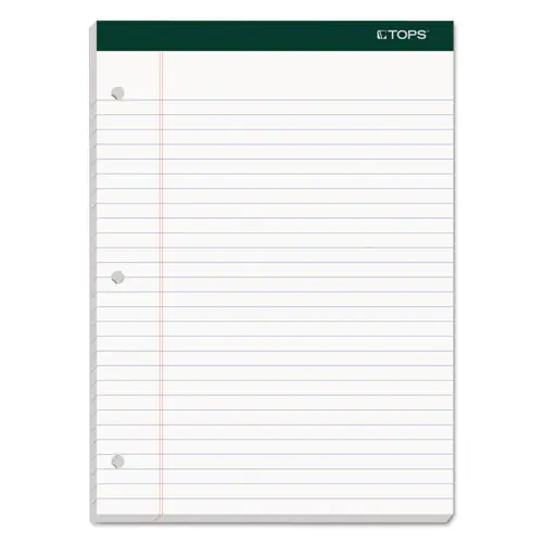 TOPS™ Double Docket Ruled Pads, Wide/Legal Rule, 100 Sheets, 8.5 x 11.75, White, 6/Pack