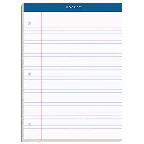 TOPS™ Double Docket Ruled Pads with Extra Sturdy Back, Medium/College Rule, 100 White 8.5 x 11.75 Sheets
