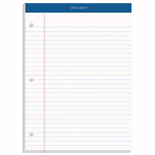 TOPS™ Double Docket Ruled Pads with Extra Sturdy Back, Wide/Legal Rule, 100 White Sheets, 8.5" x 11.75"
