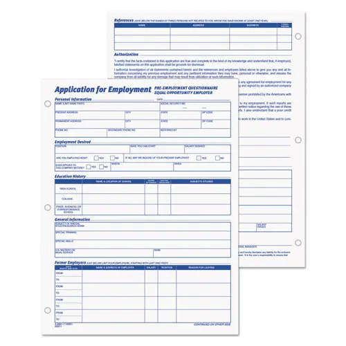 TOPS™ Employee Application Form, One-Part (No Copies), 50 Forms/Pad, 2 Pads/Pack