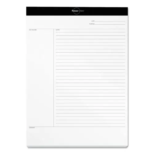 TOPS™ FocusNotes Legal Pad, Meeting-Minutes/Notes Format, 50 Sheets, 8.5 x 11.75, White