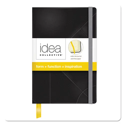 TOPS™ Idea Collective Journal with Elastic Closure, Black Hardcover, 1 Subject, 96 Sheets, 5.5" x 3.5", Wide/Legal Ruled