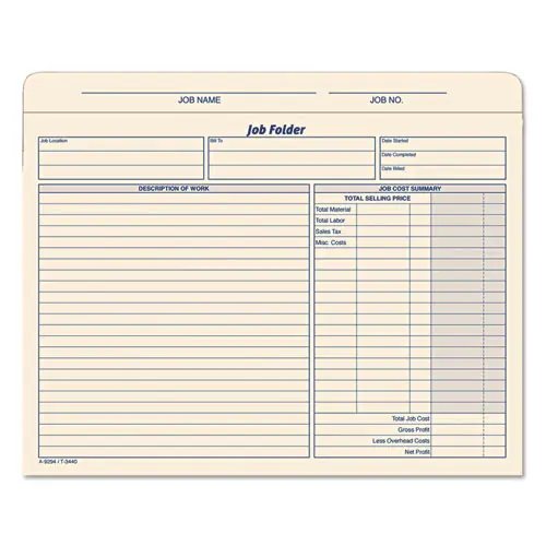 TOPS™ Job Folder, Straight Tabs, Letter Size, Manila, 20/Pack