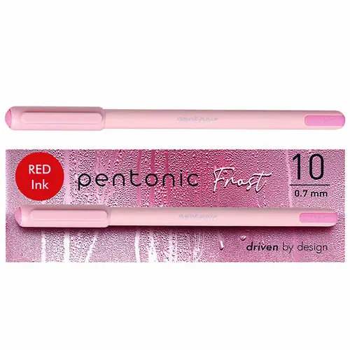 TOPS™ PENTONIC Gel Pen, Fine Point, 0.7 mm, Red Ink, Pale Pink Barrel, 10/Pack