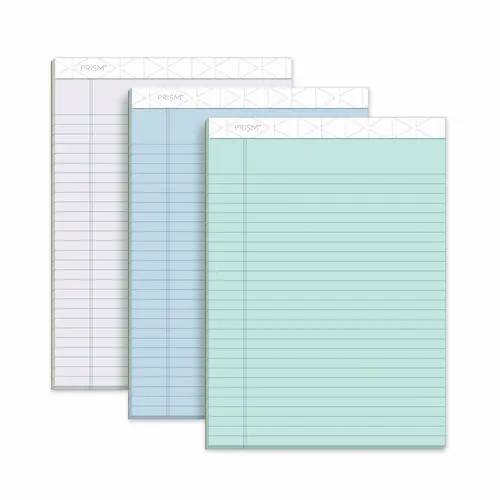 TOPS™ Prism + Colored Writing Pads, Wide/Legal Rule, Assorted Pastel Colors, 8.5" x 11.75", 50 Sheets per Pad, 6 Pads per Pack