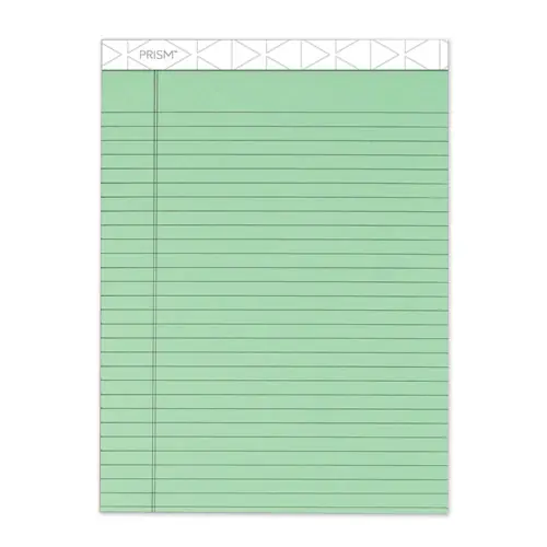 TOPS™ Prism + Colored Writing Pads, Wide/Legal Rule, 50 Pastel Green 8.5 x 11.75 Sheets, 12/Pack