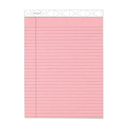 TOPS™ Prism + Colored Writing Pads, Wide/Legal Rule, Pastel Pink, 8.5" x 11.75", 50 Sheets per Pad, 12 Pads/Pack