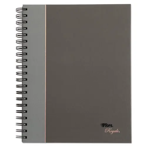 TOPS™ Royale Wirebound Business Notebook, 1-Subject, Medium/College Rule, Black/Gray Cover, 96 Sheets, 10.5" x 8"