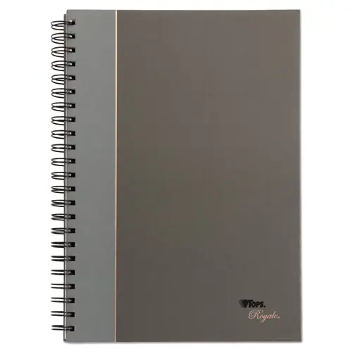 TOPS™ Royale Wirebound Business Notebook, 1-Subject, Medium/College Rule, Black/Gray Cover, 96 Sheets, 11.75" x 8.25"