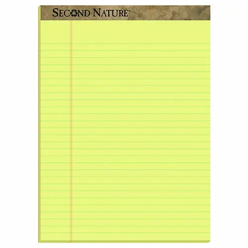 TOPS™ Second Nature Recycled Ruled Pads, Wide/Legal Rule, 50 Canary-Yellow Sheets, 8.5 x 11.75, Dozen