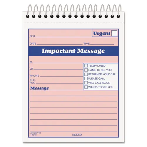 TOPS™ Telephone Message Book with Fax/Mobile Section, Two-Part Carbonless, 50 Forms, 4.25 x 5.5