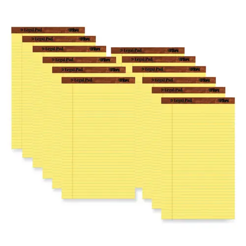 TOPS™ The Legal Pad Plus Wide/Legal Rule Perforated Pads, 50 Sheets, 8.5" x 14", Canary-Yellow, Dozen