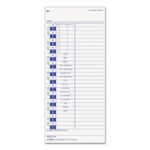 TOPS™ Time Clock Cards