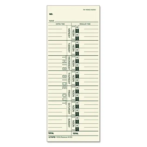TOPS™ Time Clock Cards, Replacement for 10-800292/M-33, One Side, 3.5 x 9, 100/Pack