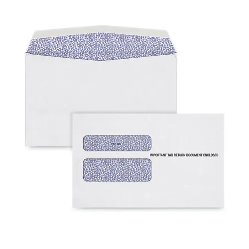 TOPS™ W-2 Laser Double Window Envelope, 5.63 x 9, White, 100/Pack