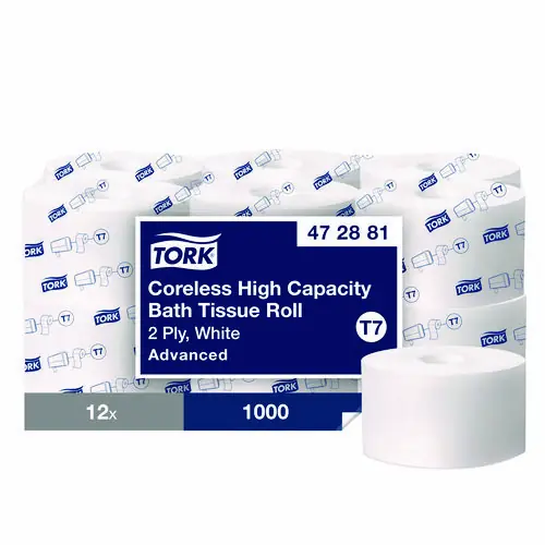 Tork® Advanced Coreless High Capacity Bath Tissue, 2-Ply, White, 1,000 Sheets/Roll, 12 Rolls/Carton