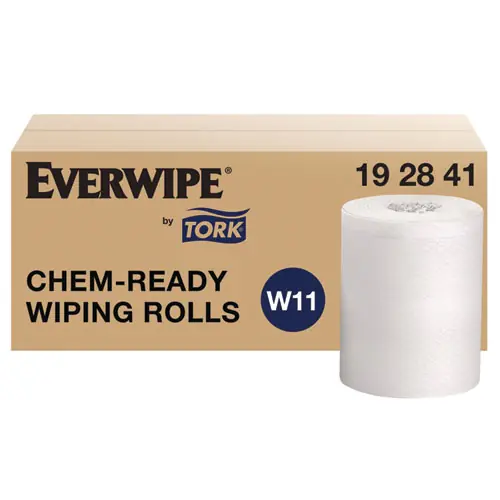 Tork® Chem-Ready Wiping Rolls, 1-Ply, 12" x 12", White, 90 Sheets per Roll, 6 Rolls per Carton