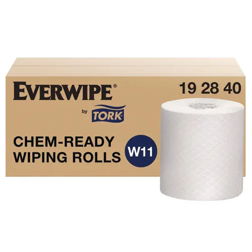 Tork® Chem-Ready Wiping Rolls, 1-Ply, 12" x 5.25", White, 180 Sheets, 6 Rolls/Carton