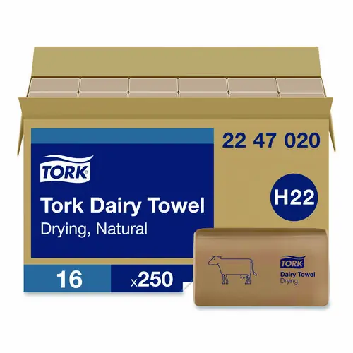 Tork® Dairy Towel, 1-Ply, Natural, 250 Sheets per Pack, 16 Packs per Carton