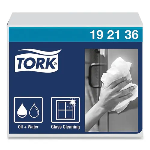 Tork® Heavy-Duty Paper Wiper, 1/4 Fold, 1-Ply, White, 56 Wipers/Pack, 16 Packs/Carton