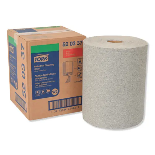 Tork® Industrial Cleaning Cloths, 1-Ply, Gray, 500 Wipes/Roll