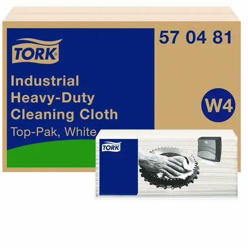 Tork® Industrial Heavy-Duty Cleaning Cloth, 1-Ply, Unscented, White, 60 Cloths per Pack, 4 Packs/Carton