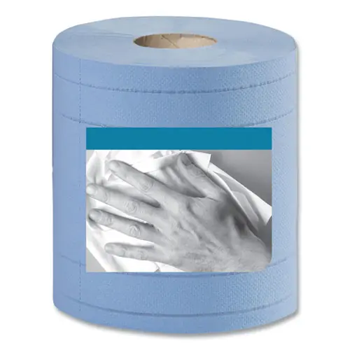 Tork® Industrial Paper Wiper, 4-Ply, 11 x 15.75, Unscented, Blue, 375 Wipes/Roll, 2 Rolls/Carton