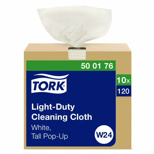 Tork® Light Duty Cleaning Cloth Pop Up Box, White, 120 Cloths/Pack, 10 Packs/Carton
