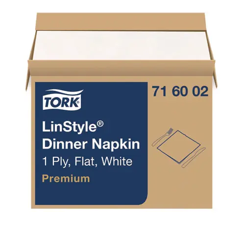 Tork® LinStyle Dinner Napkin, 1-Ply, 15 x 16, White - 1,000/Carton
