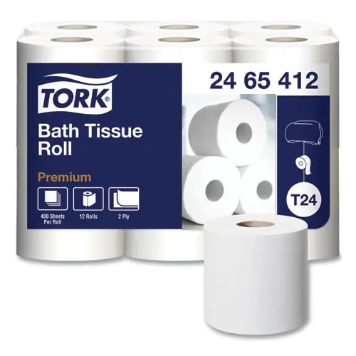 Tork® Premium Poly-Pack Bath Tissue, Septic Safe, 2-Ply, White, 12 Rolls/Pack, 4 Packs/Carton