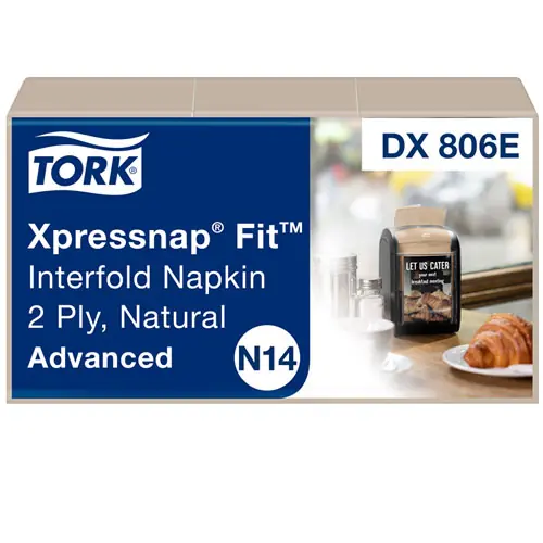 Tork® Xpressnap Fit Interfold Dispenser Napkins, 2-Ply, Natural, 120 Napkins/Pack, 36 Packs/Carton