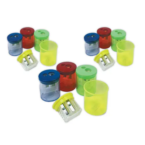 TPG Creations™ Eisen Pencil Sharpeners, Two-Hole, Assorted Colors, 12/Pack