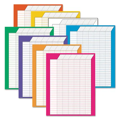 TREND® Jumbo Vertical Incentive Chart Pack, 22 x 28, Vertical Orientation, Assorted Colors with Assorted Borders, 8/Pack