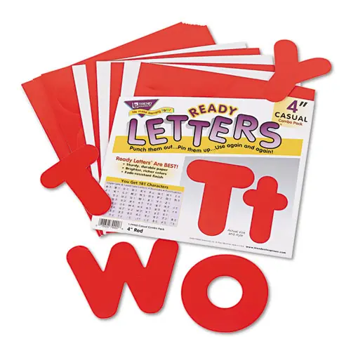 TREND® Ready Letters Casual Combo Set, 4" Tall, Red Characters, 182/Set