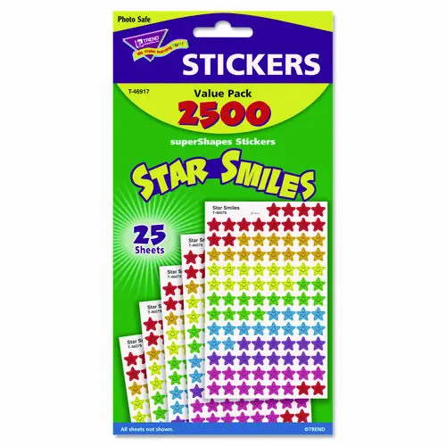 TREND® Sticker Assortment Pack, Smiling Star, Assorted Colors, 2,500/Pack