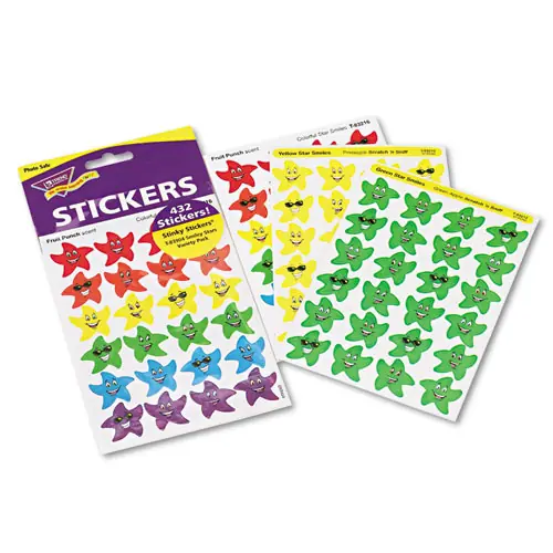 TREND® Stinky Stickers Variety Pack, Smiley Stars, Assorted Colors