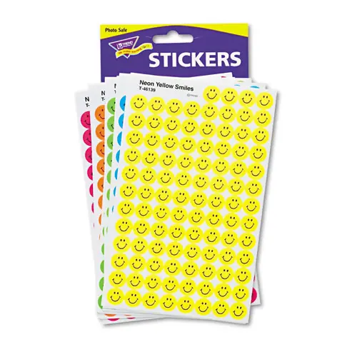 TREND® SuperSpots and SuperShapes Sticker Variety Packs, Neon Smiles, Assorted Colors, 2,500/Pack