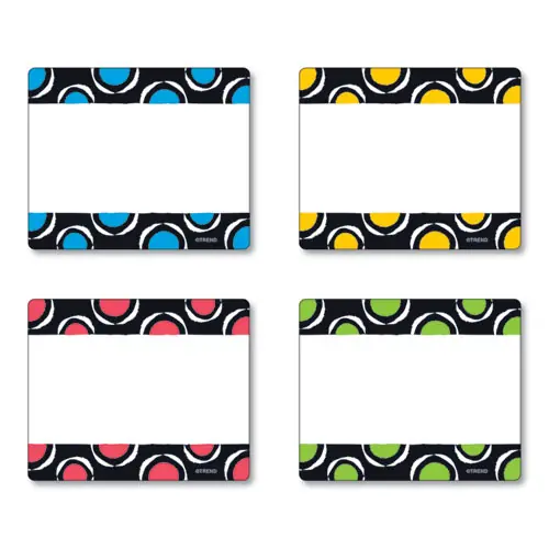 TREND® Terrific Labels Name Tags, Dots Design, Assorted Colors, 3" x 2.5", 36 Pack