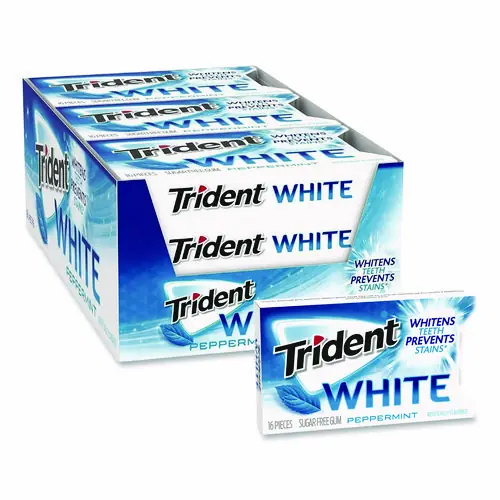 Trident® Sugar-Free Gum, Peppermint, 12 Sticks/Pack, 9 Packs/Box