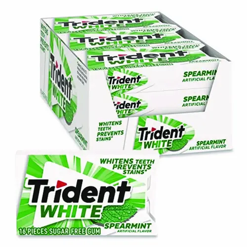 Trident® Sugar-Free Gum, White Spearmint, 16 Sticks/Pack, 9 Packs/Box