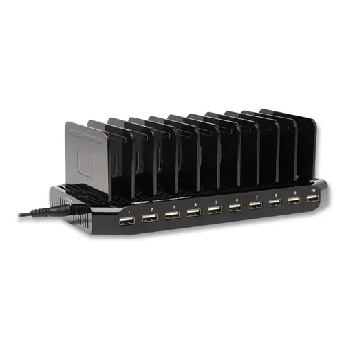 Tripp Lite by Eaton Desktop Charging Station with Adjustable Storage, 10 Devices - Black, 9.4" x 4.7" x 1"