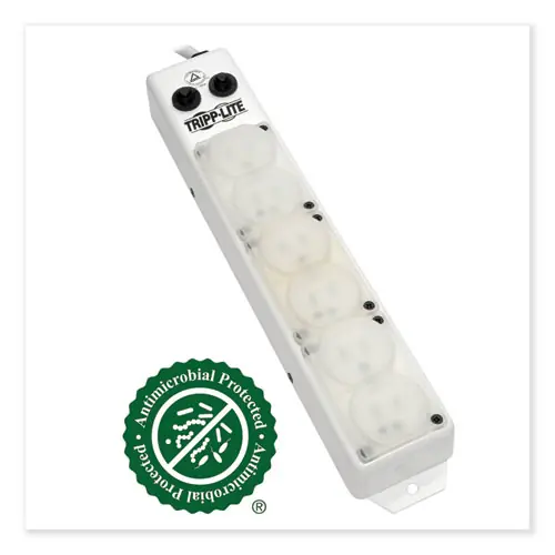 Tripp Lite by Eaton Medical-Grade Power Strip for Patient-Care Vicinity, 6 Outlets, 15 ft Cord, White