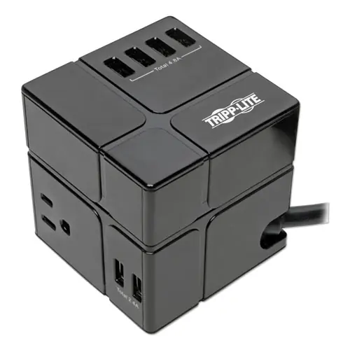 Tripp Lite by Eaton Power Cube Surge Protector, 3 AC Outlets/6 USB-A Ports, 6 ft Cord, 540 J, Black