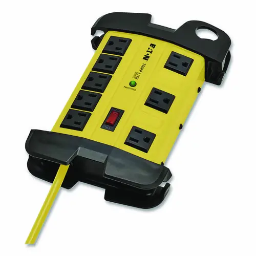 Tripp Lite by Eaton Protect It! Industrial Safety Surge Protector, 8 AC Outlets, 12 ft Cord, 1,500 J, Yellow/Black