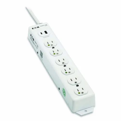 Tripp Lite by Eaton Safe-IT Medical-Grade Power Strip with Antimicrobial Protection, 6 Hospital-Grade Outlets, USB Charging, 2 ft Cord, White