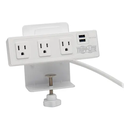 Tripp Lite by Eaton Surge Protector, 3 AC Outlets/2 USB Ports, 10 ft Cord, 510 J, White